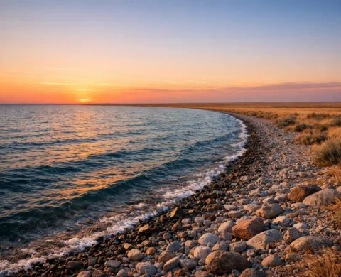 Пейзаж на озере Алаколь, поселок Акши, фото Inju Luxury Residence